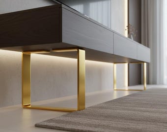 Juego de 2 patas para soporte de TV, patas de metal para muebles, base para mesa consola moderna