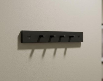 Minimalistische Wand-Hakenleiste - Schwarze Metallgarderobe mit Haken, moderner platzsparender Wandorganizer für Eingangsbereich, Badezimmer oder Büro