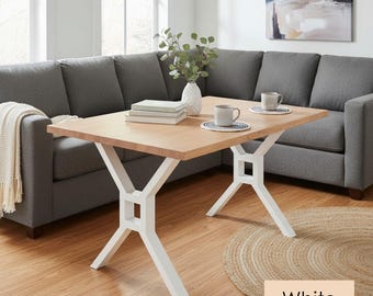 Patas de mesa de metal blanco - Base moderna con estructura en X, patas geométricas de acero para mesa de comedor,