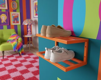 Orange Floating Wall Shelf - Dopamine Style Accent Shelf