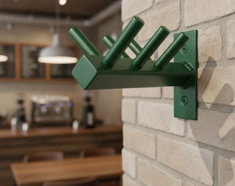 Gancho de pared de metal industrial verde - Perchero resistente