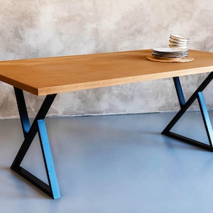 Metal Dining Table Legs Set Of 2, X-Shape Industrial Iron Legs, Heavy Duty Steel Frame, Handmade Furniture Metal Table Base, Bench Legs
