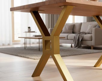 Gold Geometrische Tischbeine - Moderne Designer Metall Esstisch Basis, Luxus X Rahmen Statement Möbelbeine