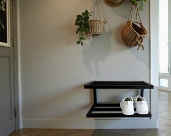 Floating Metal Schuhregal für kleine Räume, Wandschuhhalter für moderne Häuser