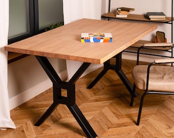 Patas de mesa de metal en forma de X, patas de acero industrial negro para muebles de comedor, oficina y bricolaje, base rústica resistente con diseño tipo loft en forma de X.