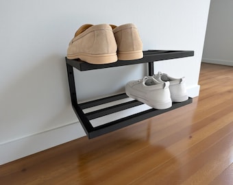 Wall Mounted Shoe Rack, Metal Shoe Shelf for Entryway, Space Saving Shoe Organizer