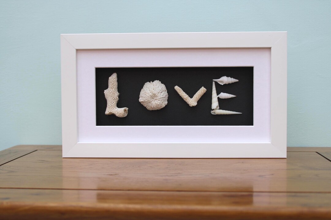 LOVE Shell and Coral 3D Artwork, Framed Coastal Picture - Etsy