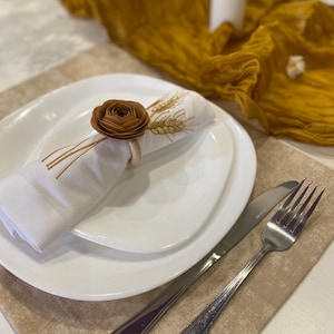 Handmade Ranunculuc Beige napkin ring for home or Wedding decor
