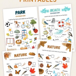 Printable Scavenger Hunt Bundle | Nature, Beach, Park & Garden Kids Activities | Outdoor Adventure Game | Instant Download