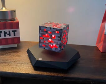 Soporte Magnético Levitante con Cubo Brillante Minecraft | Decoración Gamer Flotante | Luz LED para Habitación y Escritorio