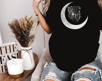 Wolf Shirt, Wolf Lover Shirt, Wolf Moon Shirt, Wolf Camping Shirt, Wolf Nature Shirt, Women Gift, Wolf Gift