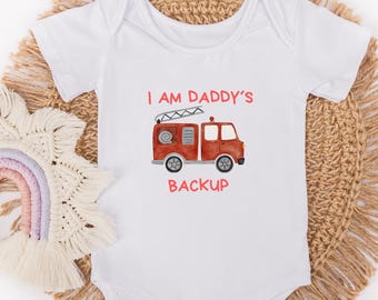 Daddy Backup Infant Bodysuit, Baby Firefighter Onesie, Fireman Baby Chlothes, Baby Bodysuit, Baby Police, Daddy Gift
