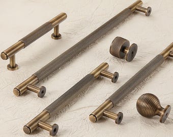Solid Knurled antique Brass Cabinet Handles Pulls,Rustic Knurled Brass Cabinet Pulls,Antique Brass Pulls,Knurling Handle,Brass Drawer Handle