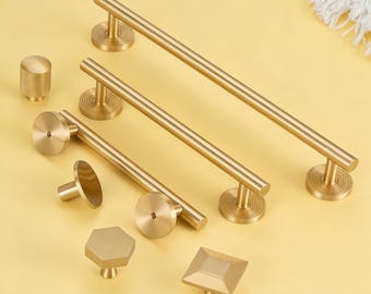 Antique Brass Cabinet Pulls, Solid Brass Drawer Handles, Kitchen Hardware