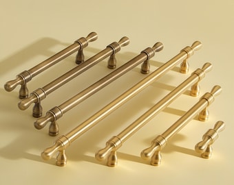 真鍮製キャビネット取っ手、アンティークゴールド仕上げ