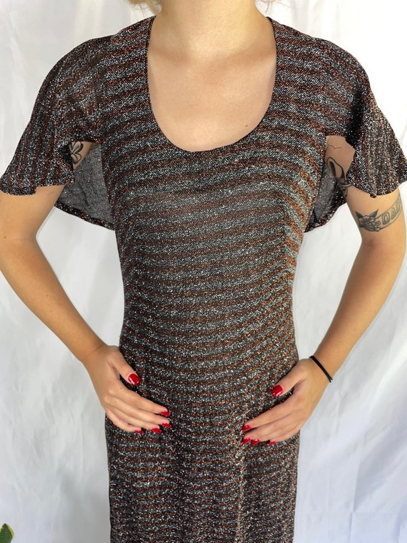 Vintage 70s does 30s lurex bronze and silver with… - image 7