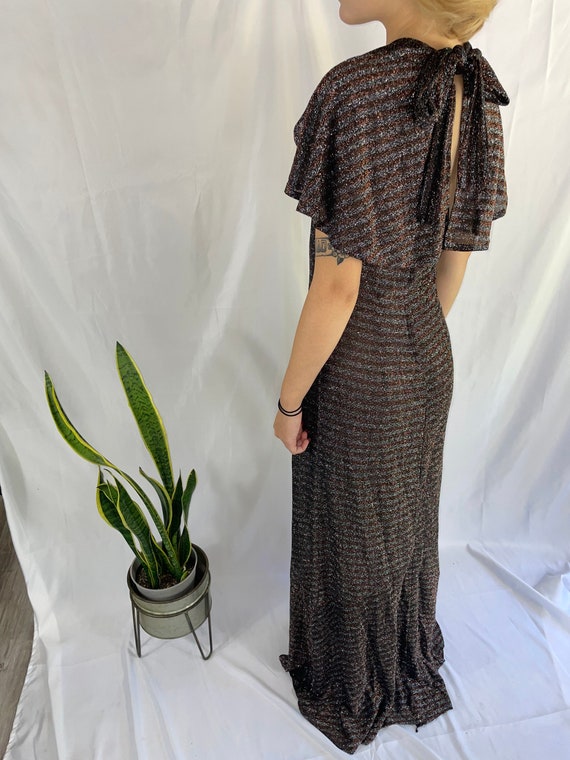 Vintage 70s does 30s lurex bronze and silver with… - image 3