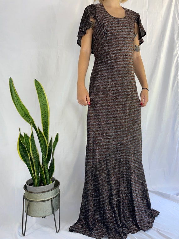 Vintage 70s does 30s lurex bronze and silver with… - image 1