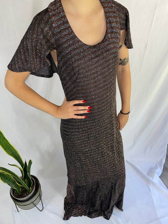 Vintage 70s does 30s lurex bronze and silver with… - image 10