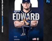 Editable Sports Poster Design: Customizable Photoshop Template (PSD)  | Football Basketball Baseball Soccer Poster