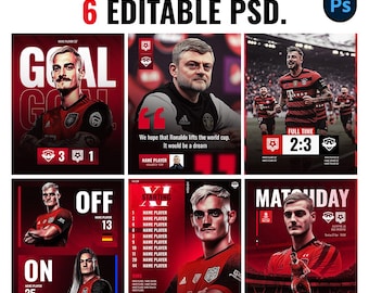 Sports Social Media Templates: Matchday Graphics PSD Pack (Digital Download)