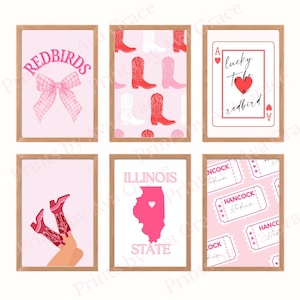 Impresiones de pared de la Universidad Estatal de Illinois / 8x10 / Paquete de 6 / Dormitorio universitario / Impresiones de póster / Universidad / Decoración de habitaciones / ISU / Redbirds /