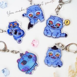 Kpop Demon Hunters Tiger Keychain Set, Derpy Acrylic Bag Charms, Cute K-Pop Accessories