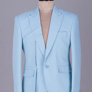 Customizable Men&#39;s 2pcs Slim Fit Blue Suit: Wedding, Prom, Office, Summer Outfit For Man