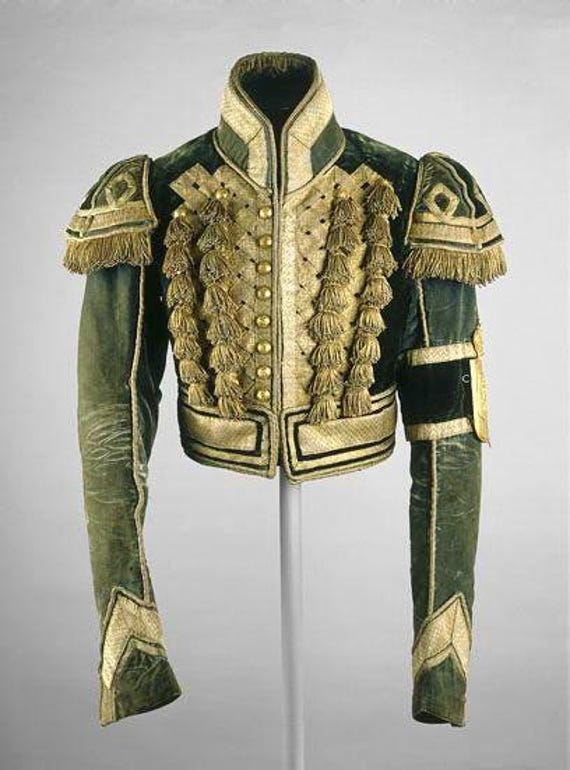 Antique Military Hussar Jacket Velvet Gold Embroidery, Historical