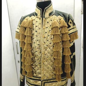 Chaqueta militar de húsar unisex de terciopelo con bordado dorado, ideal para teatro histórico, bailes, galas de cosplay, noble francés, renacimiento veneciano.