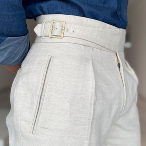 Men Black Cotton Pant Pleated Gurkha Trouser Bottom Cuff Men Black Cotton Pant Pleated Gurkha Trouser Bottom Cuff