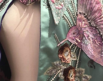 Women&#39;s Customized Birds, Clouds Embroidered Cape Bead Embellished Wedding Attire Bridal Outfit Cocktail Attire Mardi Gras Carnival Costumes