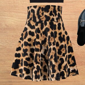 Leopardenmuster Damen Skater Rock, Casual Outfit, Sommer Style, Festival Wear, Alltagsmode, niedlicher Rock