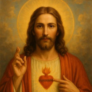 Sacred Heart of Jesus Poster – Catholic Wall Art for Prayer Room, Religious Gift, Christian Home Decor, Printable Jesus Portrait