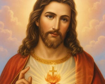 Sacred Heart of Jesus Wall Art, Christian Printable, Catholic Jesus Digital Download, Religious Home Decor, Divine Mercy Poster