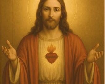 Lámina del Sagrado Corazón de Jesús: Decoración cristiana católica para el hogar (descarga digital)