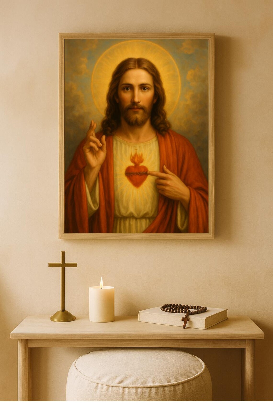 Sacred Heart of Jesus Poster – Catholic Wall Art for Prayer Room ...