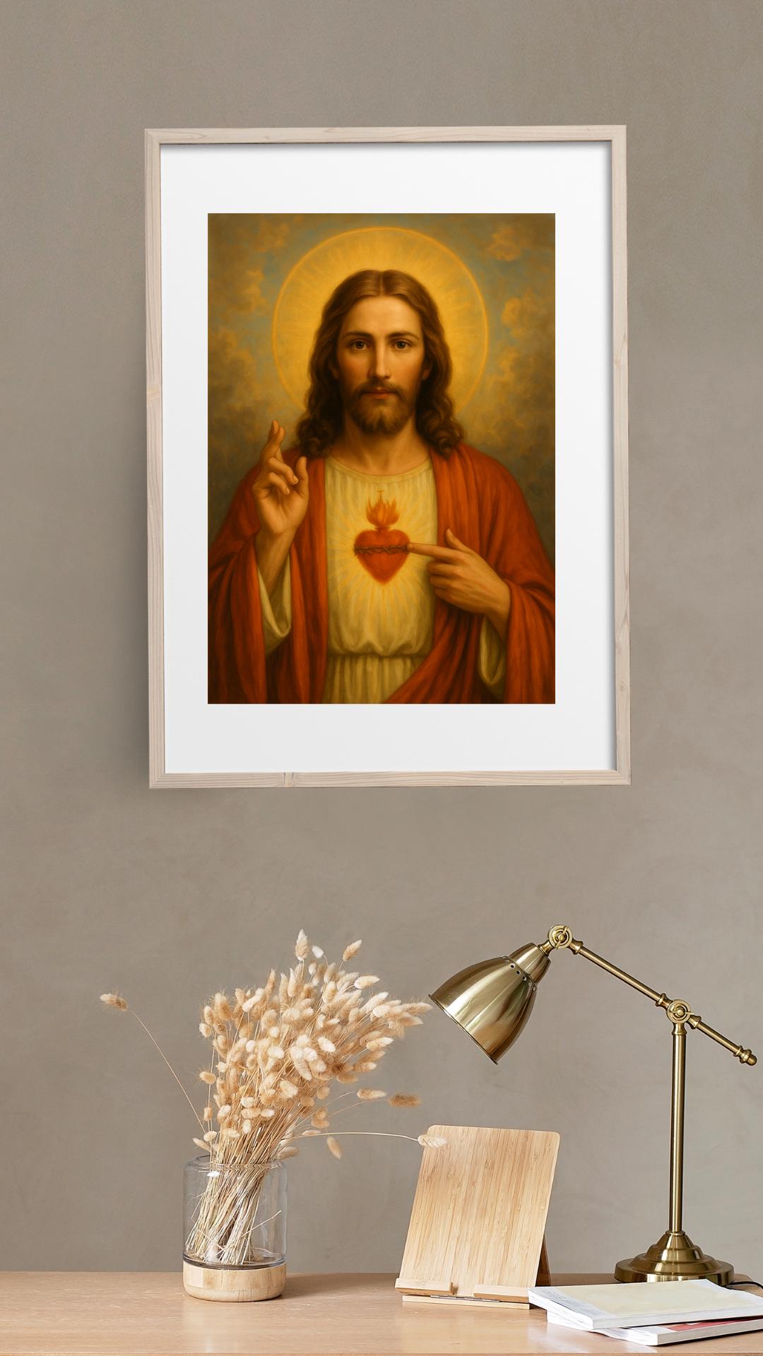 Sacred Heart of Jesus Poster – Catholic Wall Art for Prayer Room ...