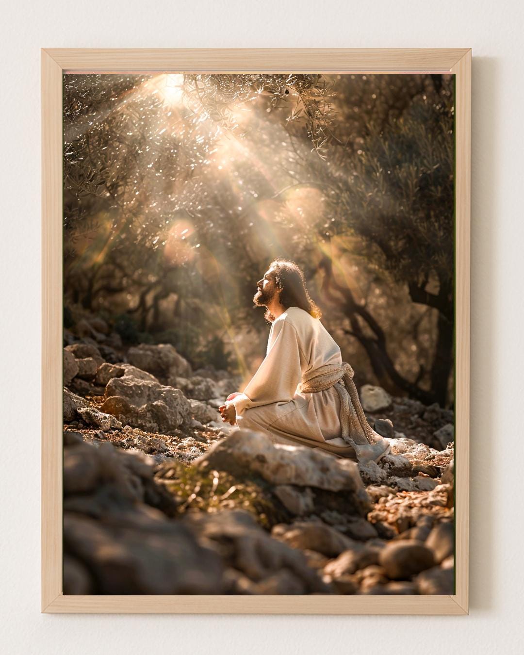 Jesus Praying Art Print: Garden of Gethsemane, Christian Wall