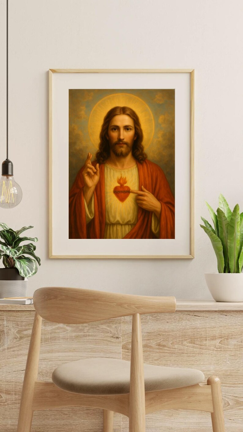 Sacred Heart of Jesus Poster – Catholic Wall Art for Prayer Room ...
