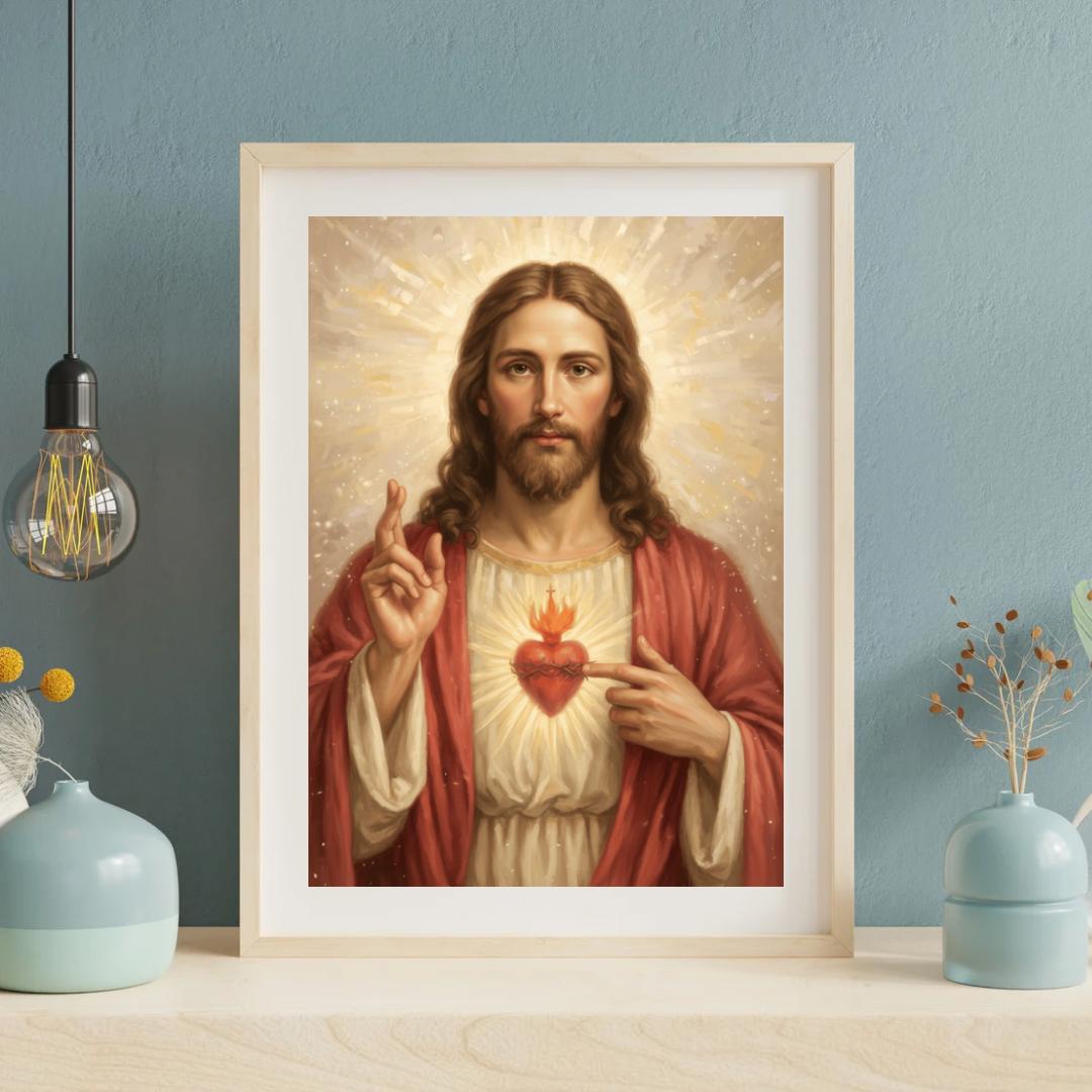 Sacred Heart of Jesus Poster – Catholic Wall Art for Prayer Room ...