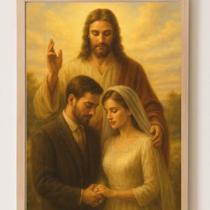 Jesus Blessing Newlyweds — Christian Wedding Gift Printable | Religious Wedding Wall Art | Catholic Marriage Gift for Couple | Digital Downl
