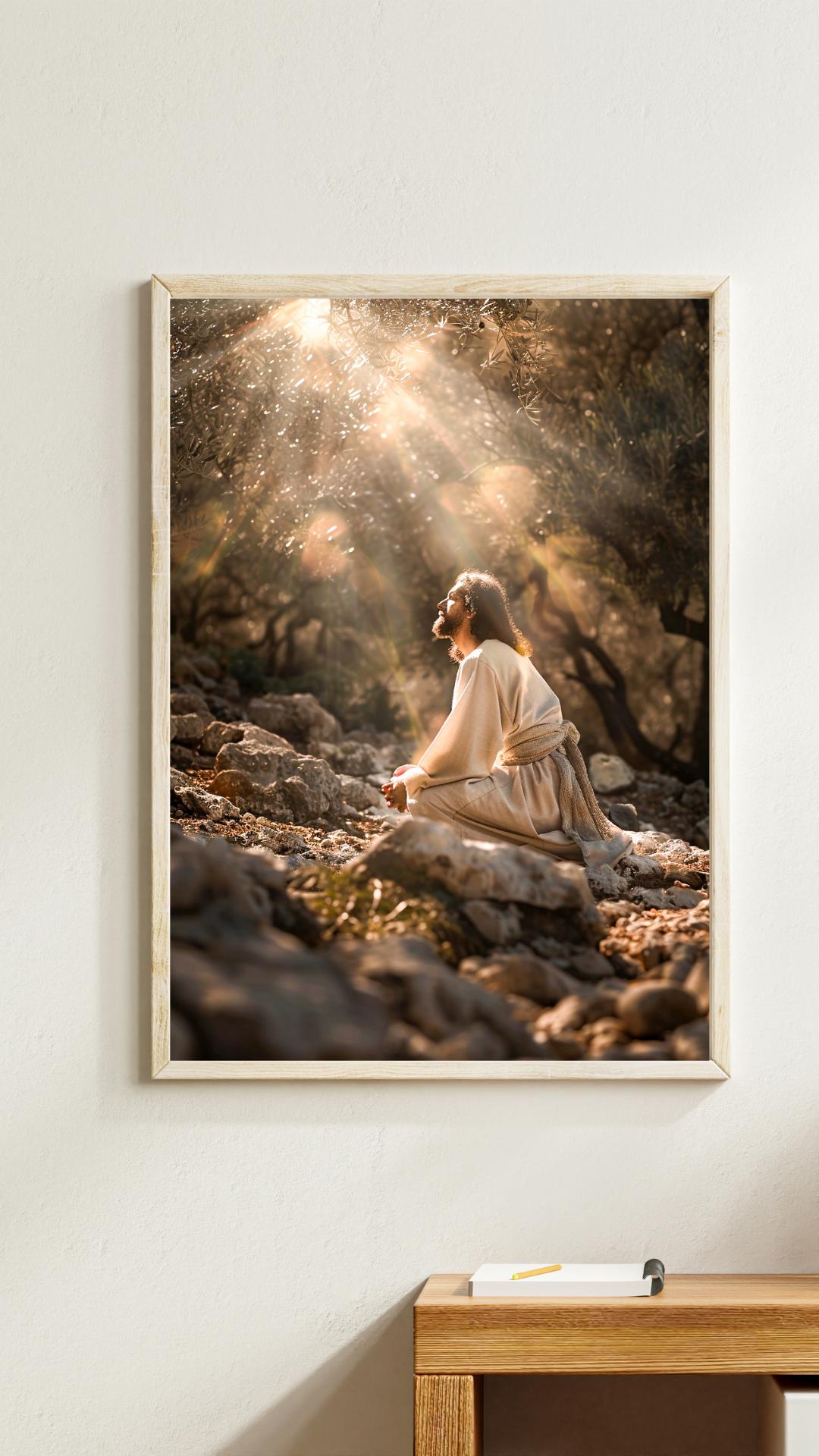 Jesus Praying Art Print: Garden of Gethsemane, Christian Wall