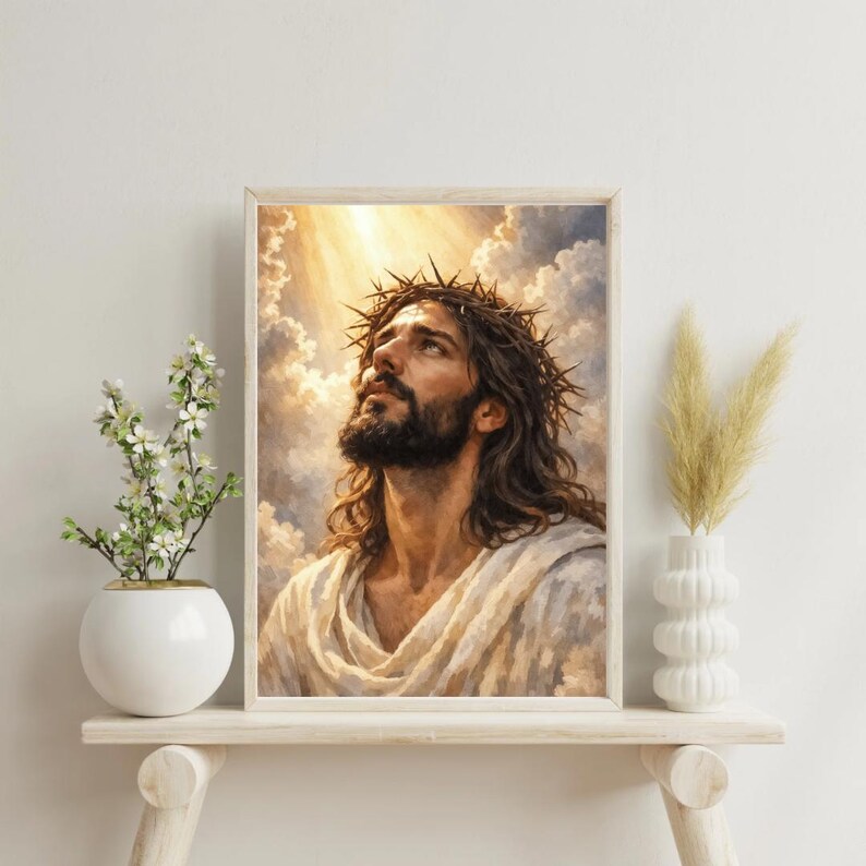 Jesus Crown of Thorns Wall Art Printable, Christian Art Print, Jesus ...