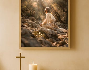 Jesus Praying Art Print: Garden of Gethsemane, Christian Wall