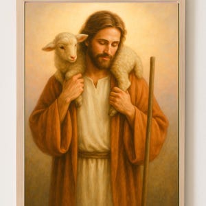 Te llevaré a casa, Jesús y el Cordero, Arte con versículos bíblicos, Pintura SUD, Arte cristiano, Pintura cristiana, Pintura de Jesús