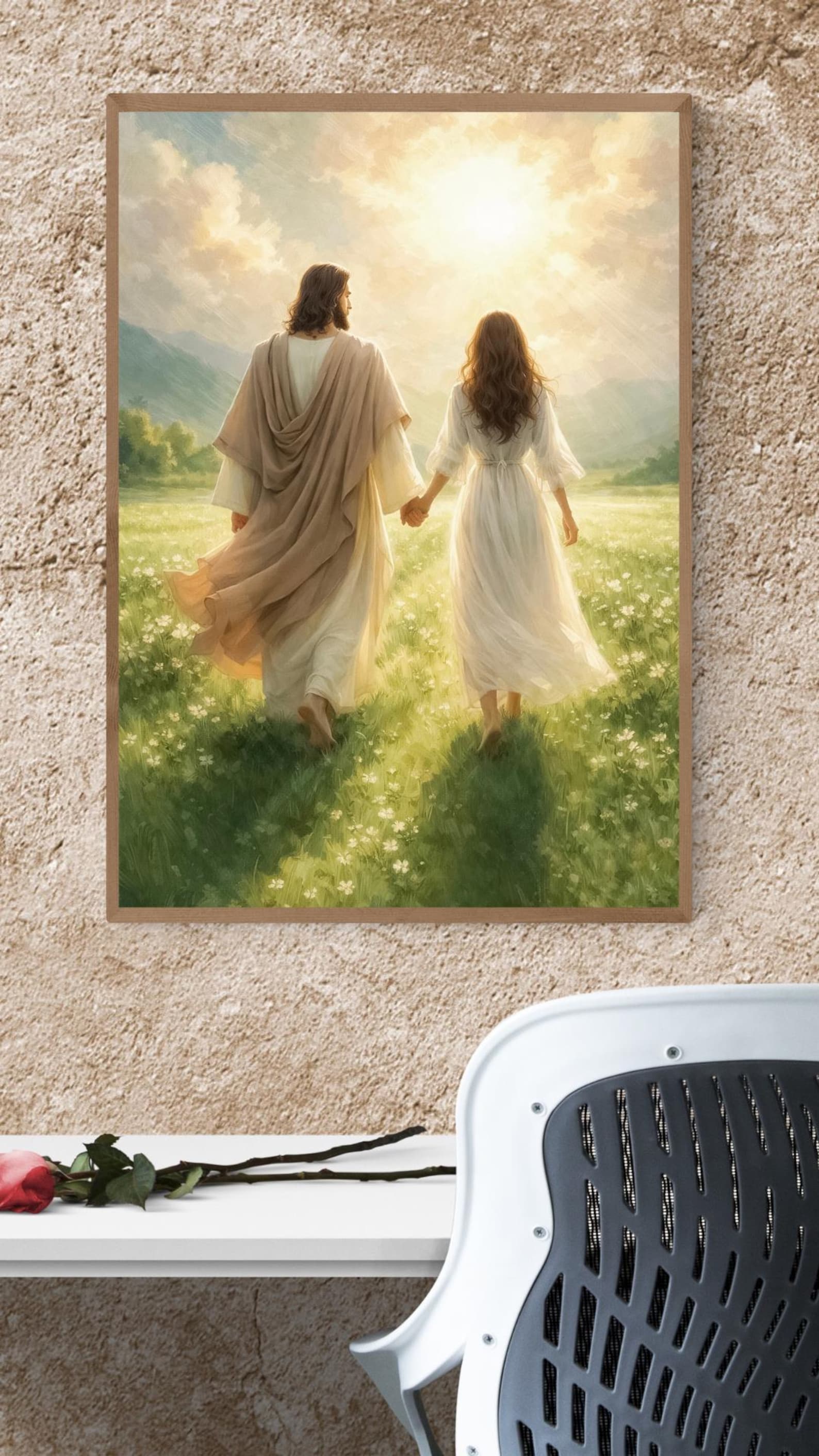 Jesus Walking With a Woman Toward the Light, Christian Wall Art ...
