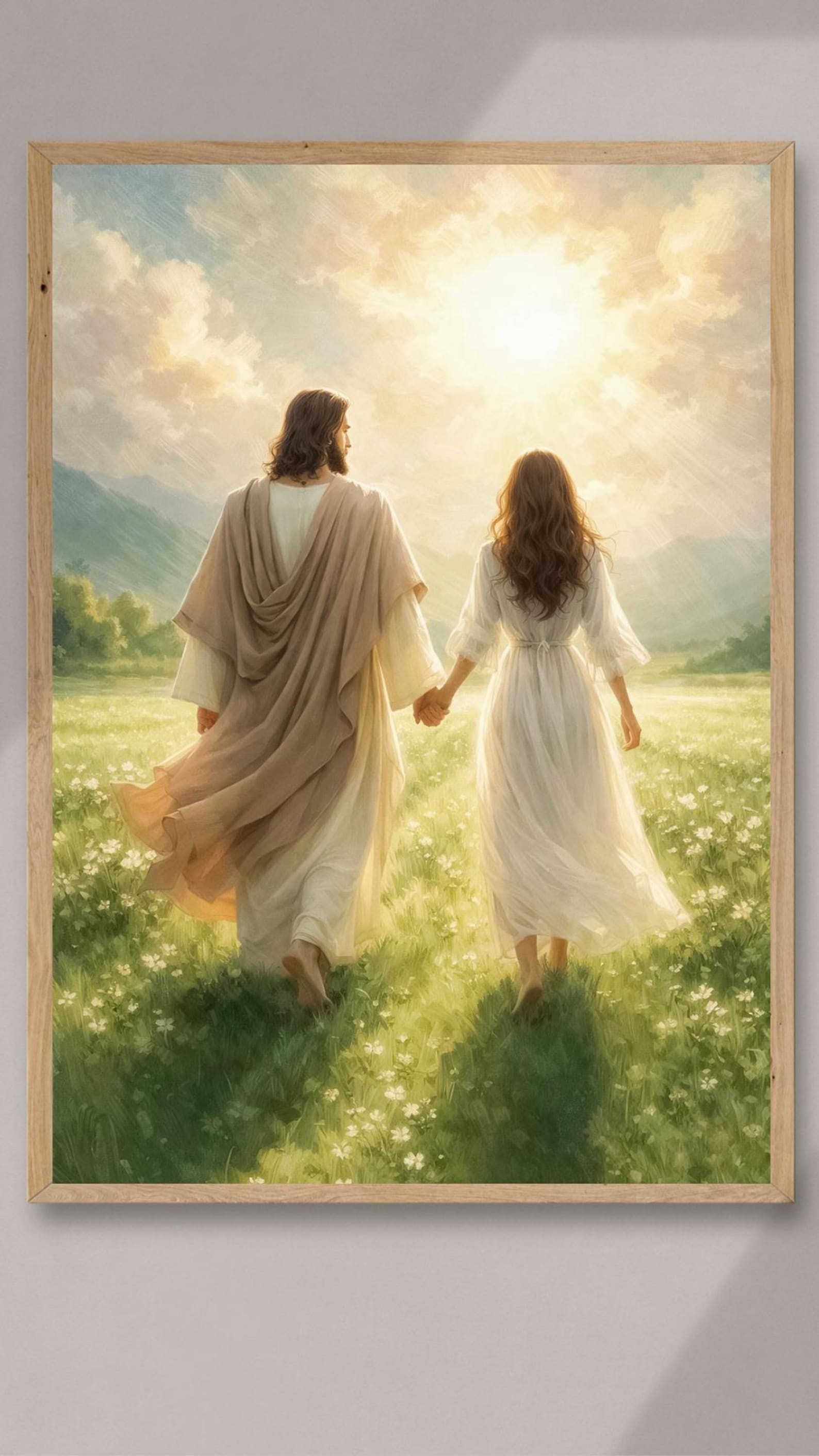 Jesus Walking With a Woman Toward the Light, Christian Wall Art ...