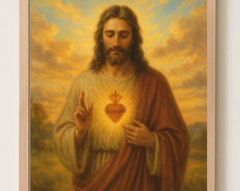 Sacred Heart of Jesus Wall Art – Catholic Digital Download, Printable Religious Decor for Home, Prayer Room, Faith-Based Gift