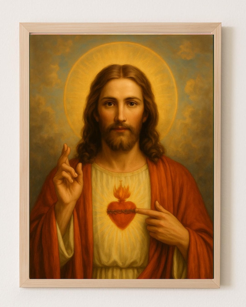 Sacred Heart of Jesus Poster – Catholic Wall Art for Prayer Room ...